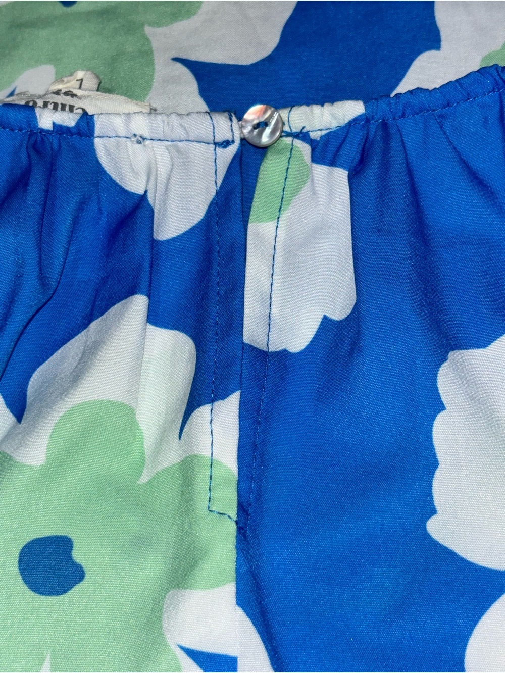 Entro Blue Mint White Oversized Floral Blouse Top Large NWOT - Picture 4 of 7